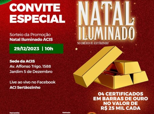 Convite para o sorteio da promoção Natal Iluminado