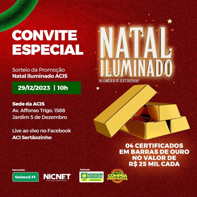 Convite para o sorteio da promoção Natal Iluminado